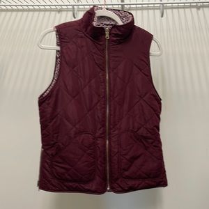 Burgundy Zippered Puff Vest